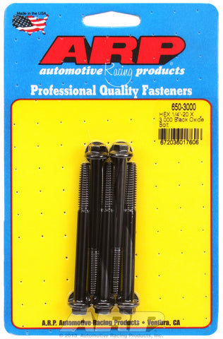 1/4-20 X 3.000 hex black oxide bolts