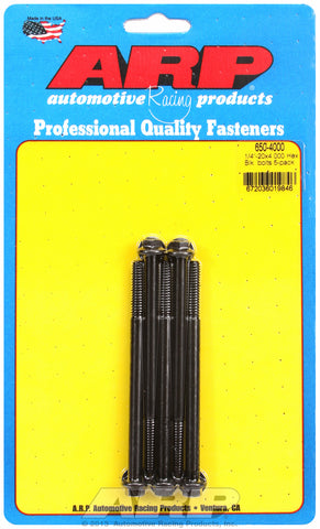 1/4-20 X 4.000 hex black oxide bolts