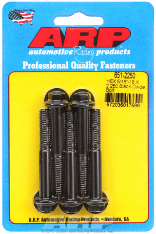 5/16-18 X 2.250 hex black oxide bolts
