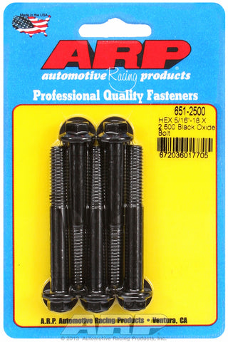 5/16-18 X 2.500 hex black oxide bolts