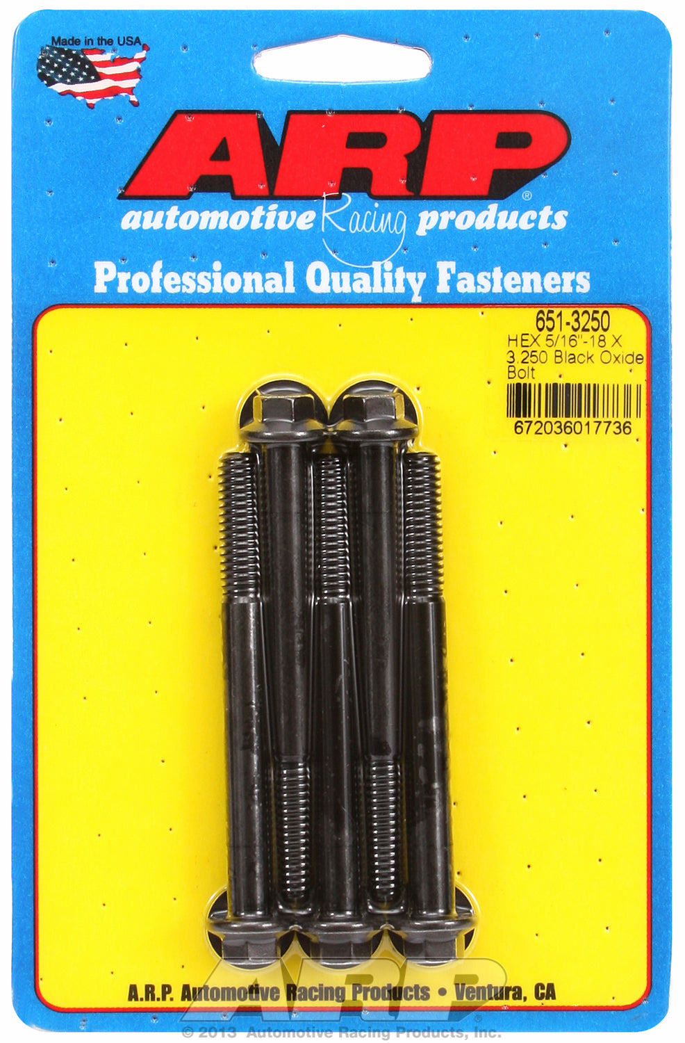 5/16-18 X 3.250 hex black oxide bolts