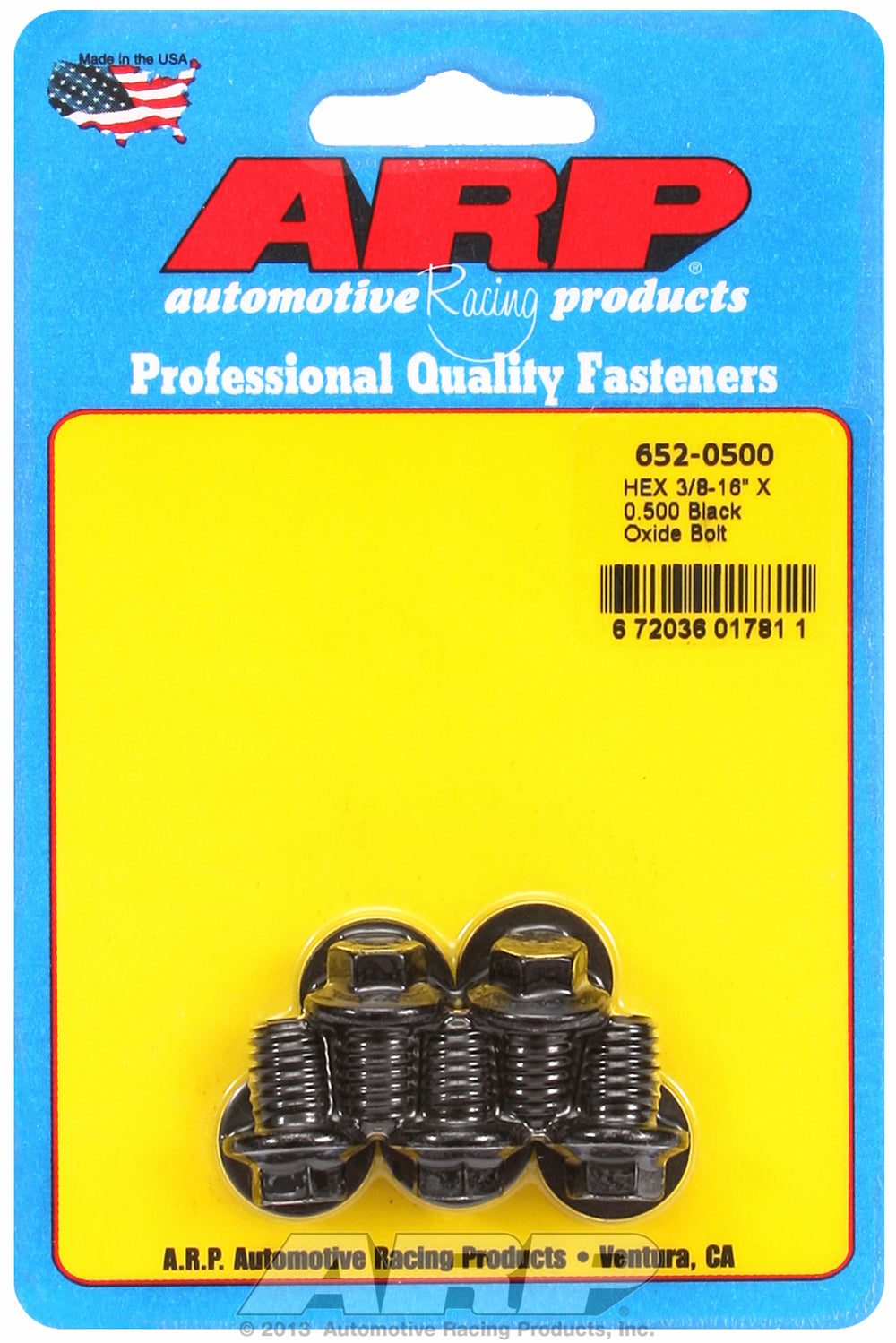 3/8-16 X 0.500 hex black oxide bolts