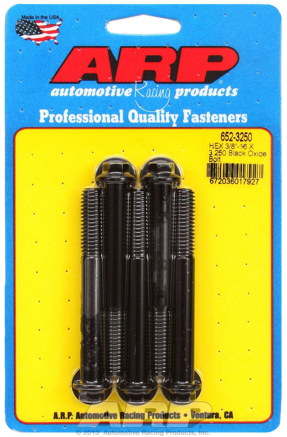 3/8-16 X 3.250 hex black oxide bolts