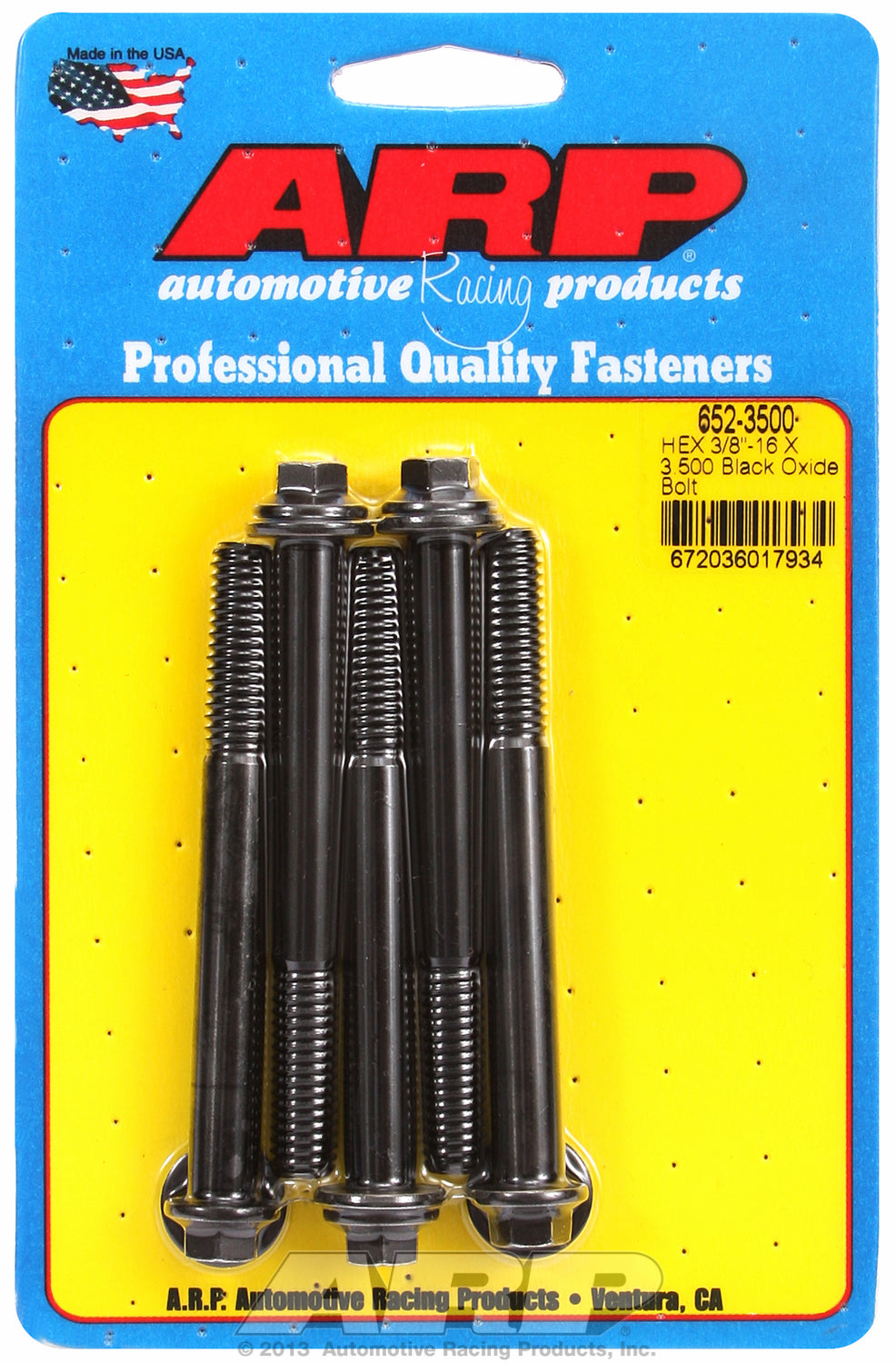 3/8-16 X 3.500 hex black oxide bolts