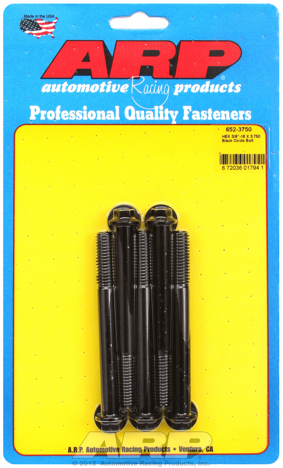 3/8-16 X 3.750 hex black oxide bolts
