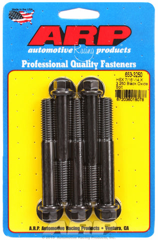 7/16-14 X 3.250 hex black oxide bolts