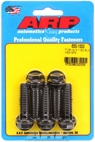 7/16-14 X 1.500 hex 1/2 wrenching black oxide bolts