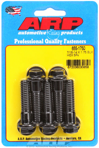 7/16-14 X 1.750 hex 1/2 wrenching black oxide bolts