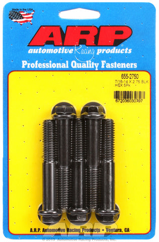 7/16-14 X 2.750 hex 1/2 wrenching black oxide bolts