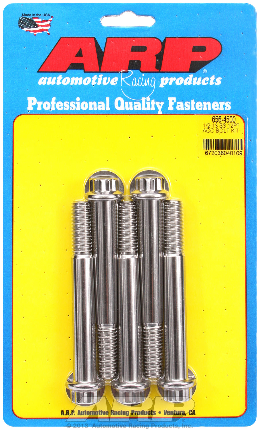 1/2-13 x 4.500 12pt SS bolts