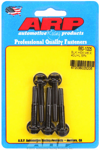 M6 x 1.00 x 40 hex black oxide bolts