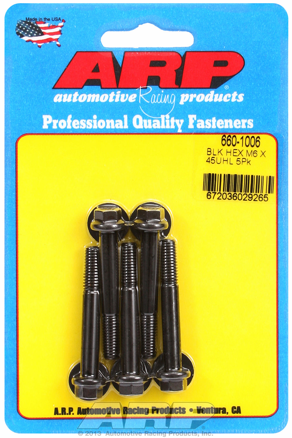 M6 x 1.00 x 45 hex black oxide bolts