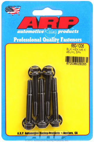 M6 x 1.00 x 45 hex black oxide bolts