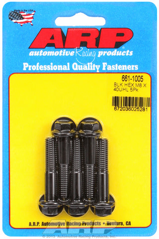 M8 x 1.25 x 40 hex black oxide bolts