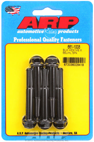 M8 x 1.25 x 55 hex black oxide bolts