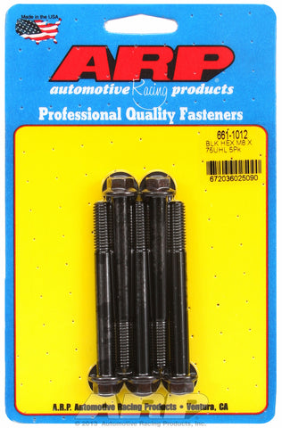 M8 x 1.25 x 75 hex black oxide bolts