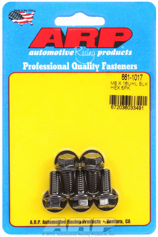 M8 x 1.25 x 16 hex black oxide bolts