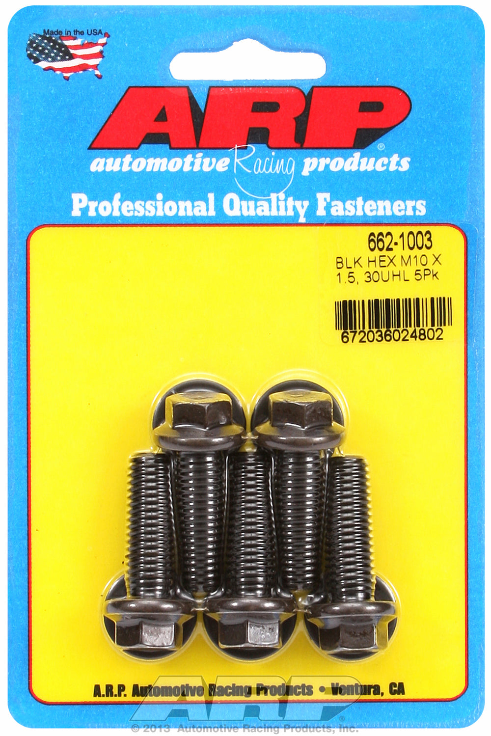 M10 x 1.50 x 30 hex black oxide bolts