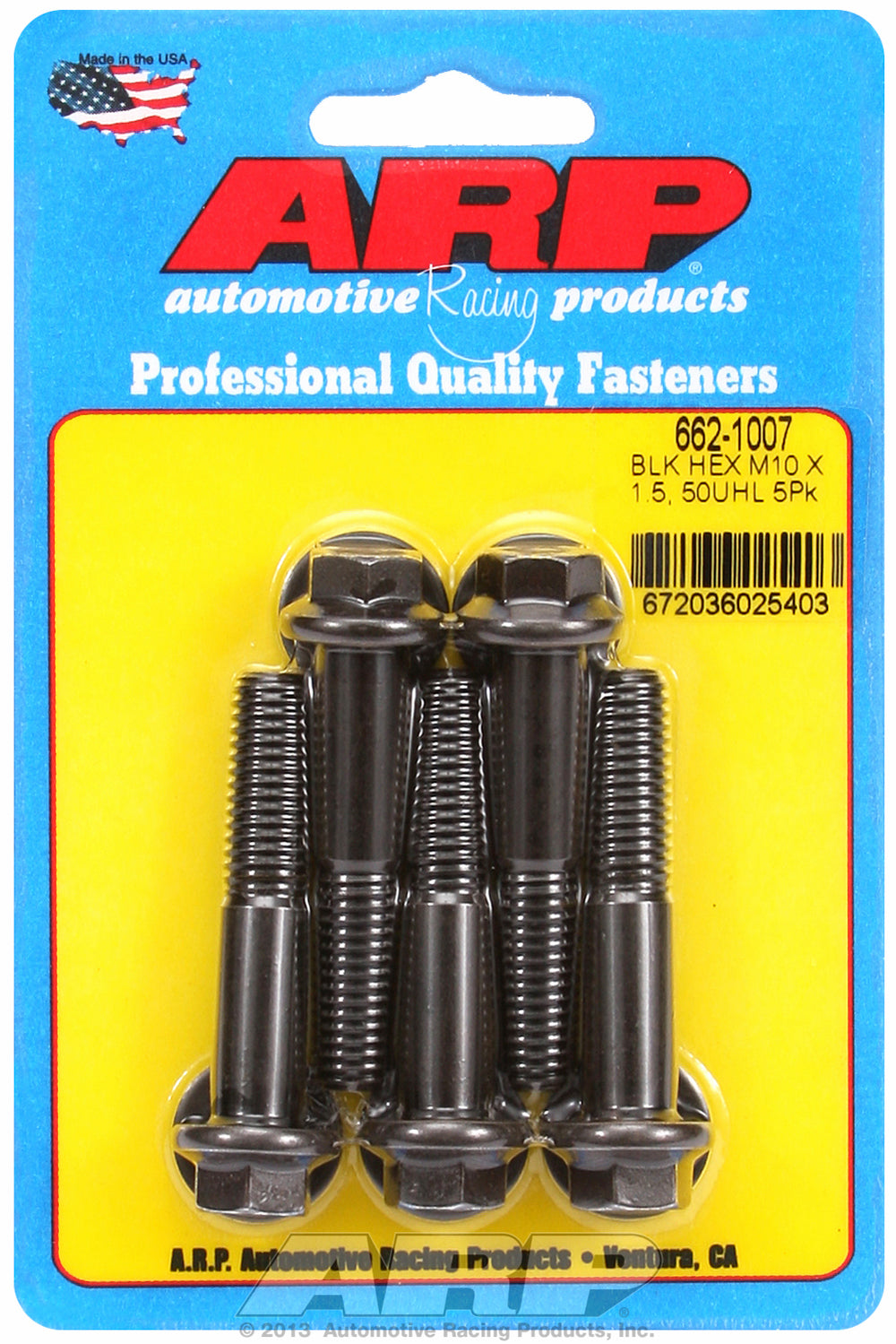 M10 x 1.50 x 50 hex black oxide bolts