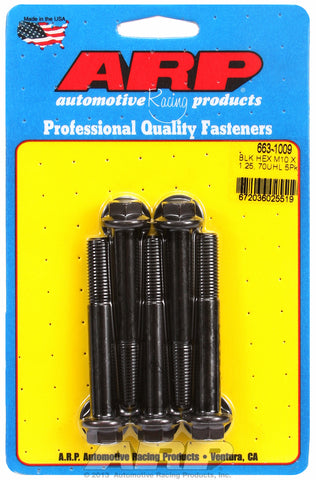 M10 x 1.25 x 70 hex black oxide bolts