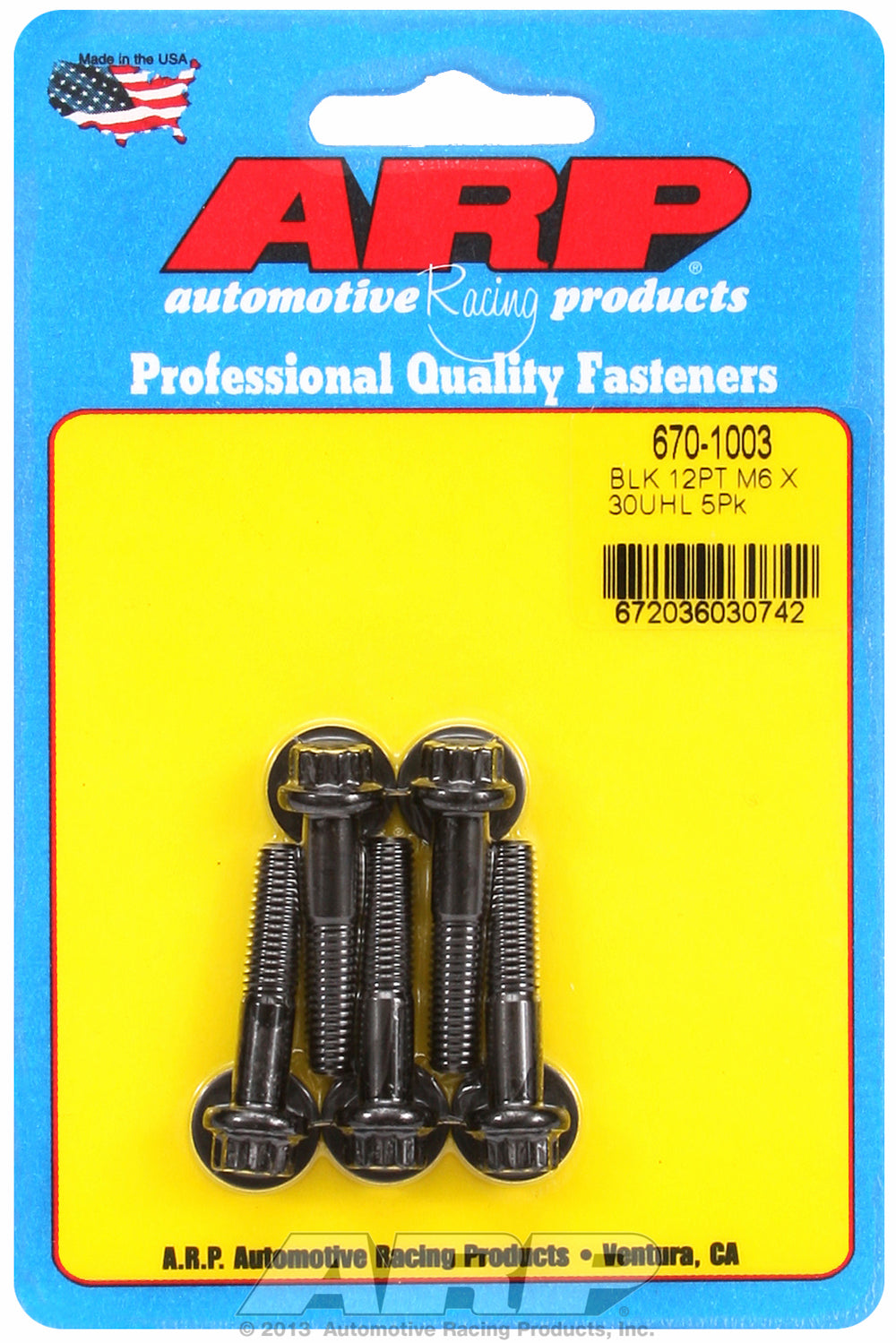 M6 x 1.00 x 30 12pt black oxide bolts