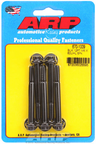 M6 x 1.00 x 60  12pt black oxide bolts