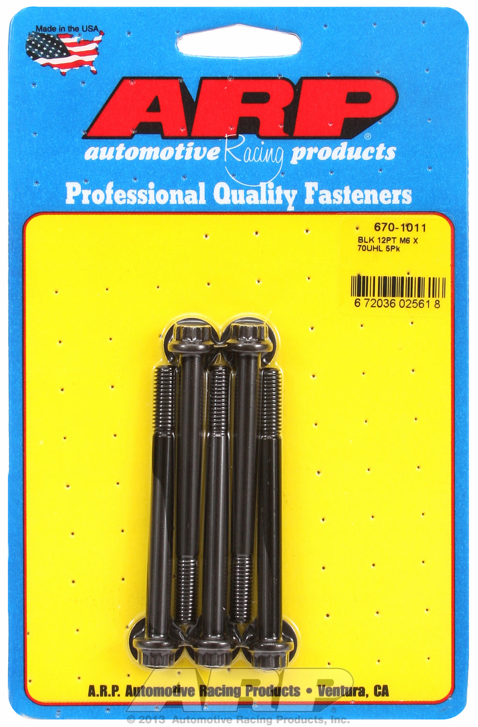 M6 x 1.00 x 70 12pt black oxide bolts