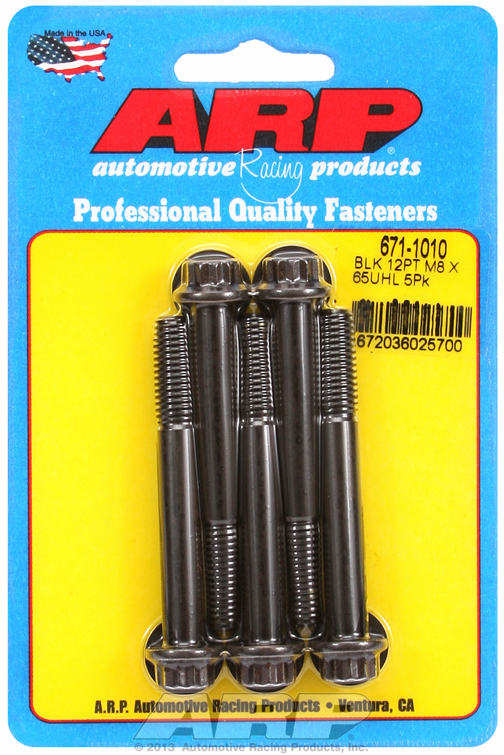M8 x 1.25 x 65 12pt black oxide bolts