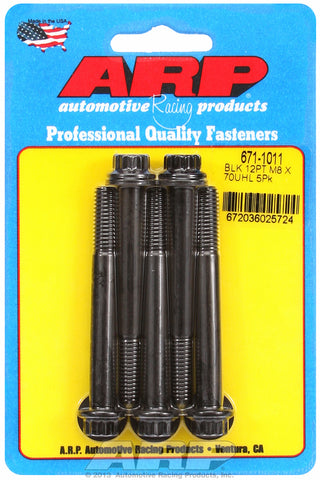 M8 x 1.25 x 70 12pt black oxide bolts