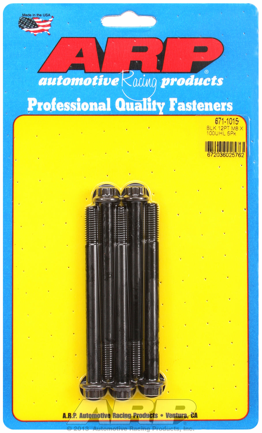 M8 x 1.25 x 100 12pt black oxide bolts