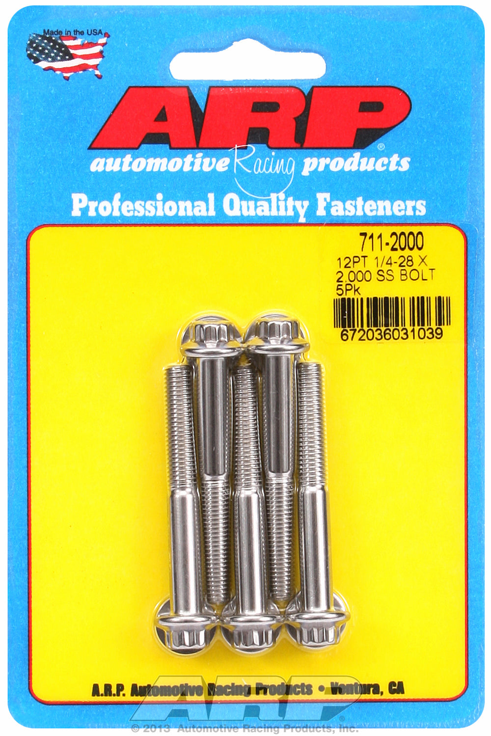 1/4-28 x 2.000 12pt SS bolts