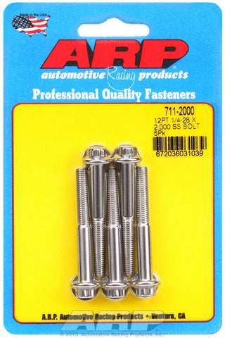 1/4-28 x 2.000 12pt SS bolts