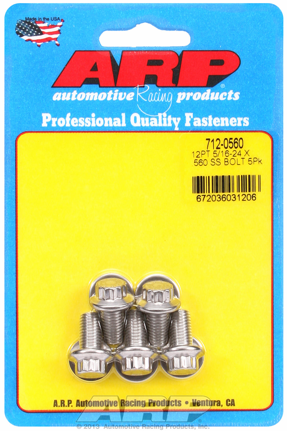 5/16-24 x .560 12pt SS bolts