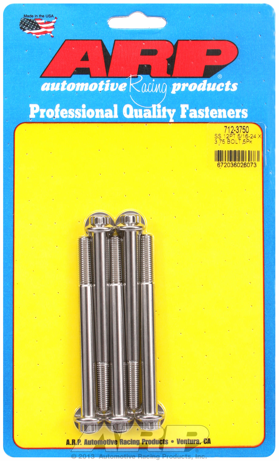 5/16-24 x 3.750 12pt SS bolts