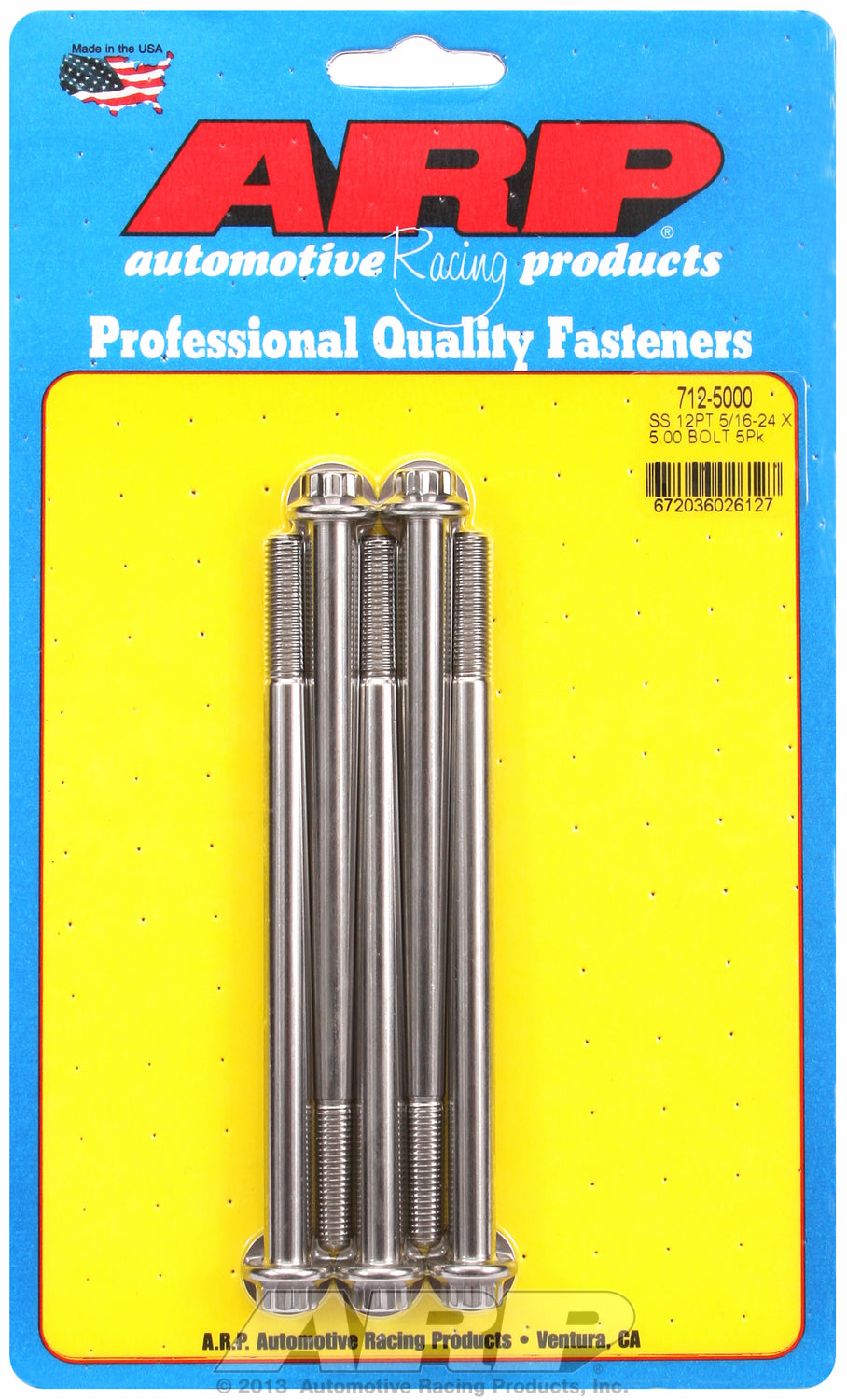 5/16-24 x 5.000 12pt SS bolts