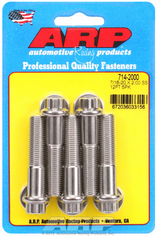 7/16-20 x 2.000 12pt SS bolts