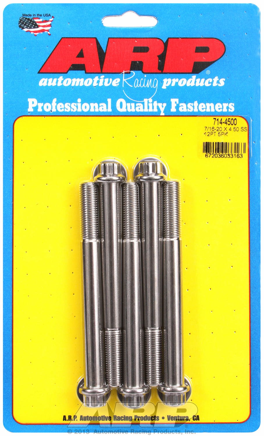 7/16-20 x 4.500 12pt SS bolts