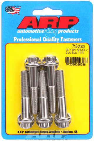 3/8-24 x 2.000 12pt 7/16 wrenching SS bolts