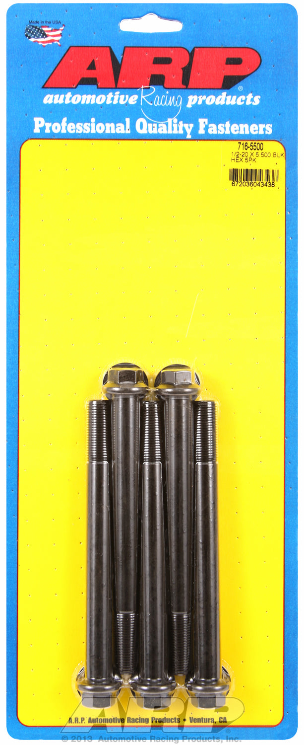 1/2-20 x 5.500 hex black oxide bolts