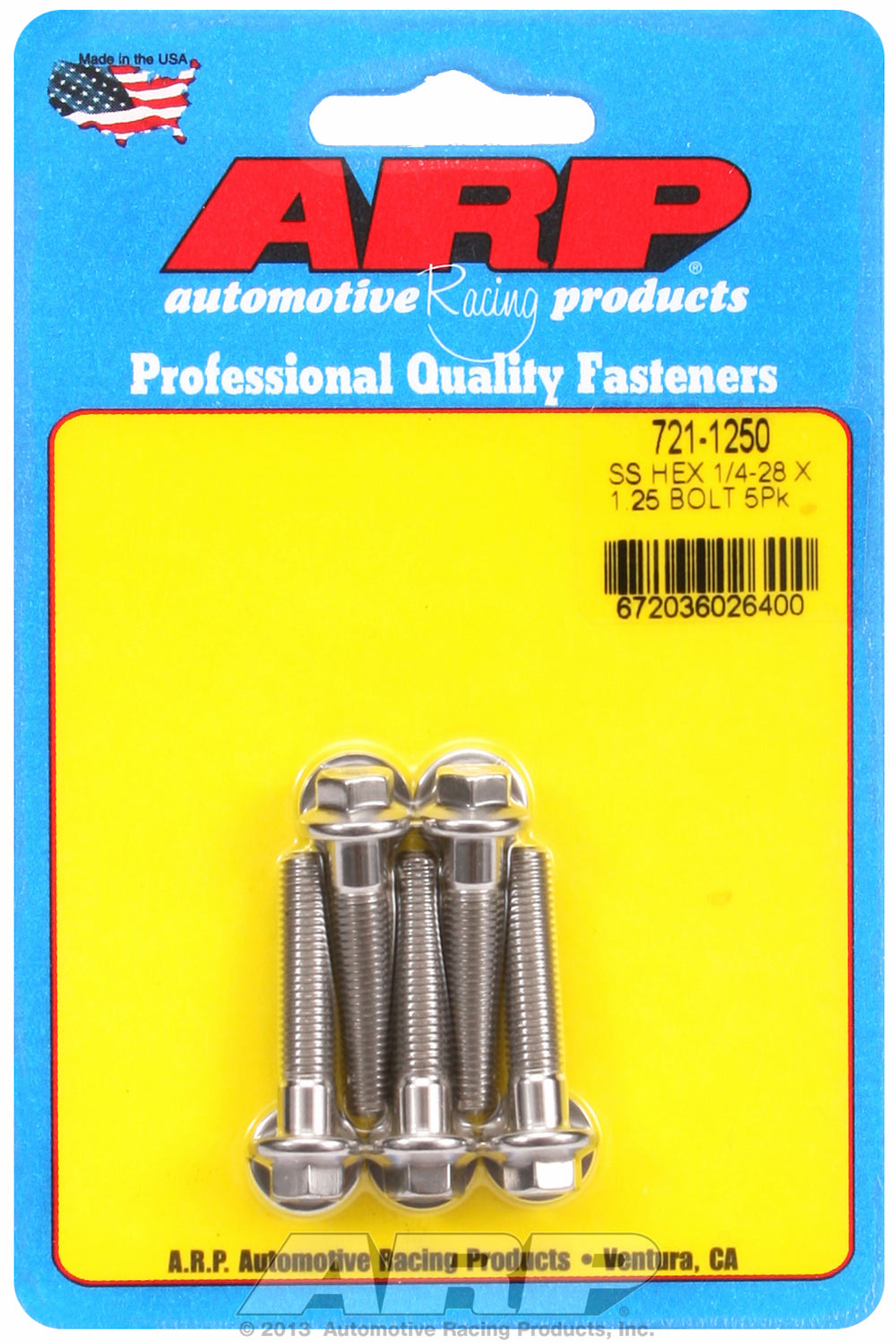 1/4-28 x 1.250 hex SS bolts