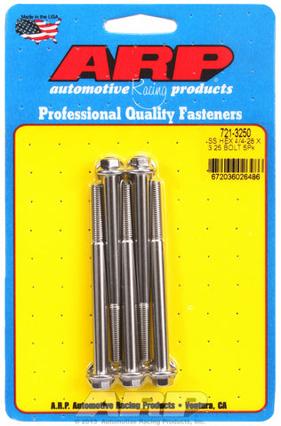 1/4-28 x 3.250 hex SS bolts