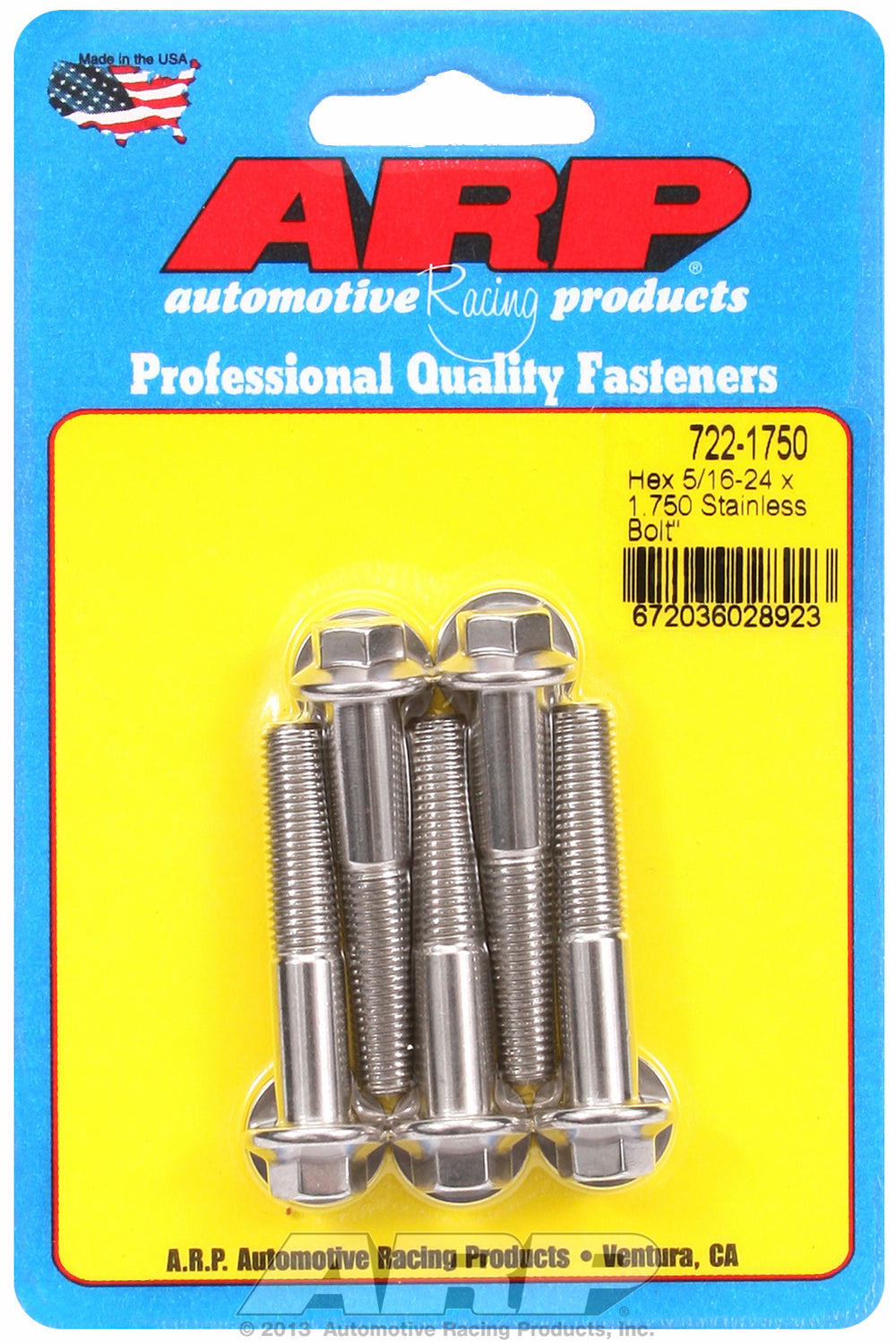 5/16-24 x 1.750 hex SS bolts