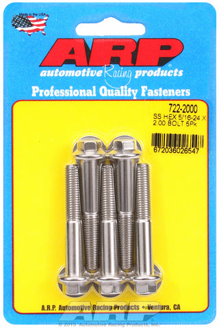 5/16-24 x 2.000 hex SS bolts