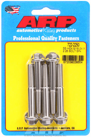 5/16-24 x 2.250 hex SS bolts