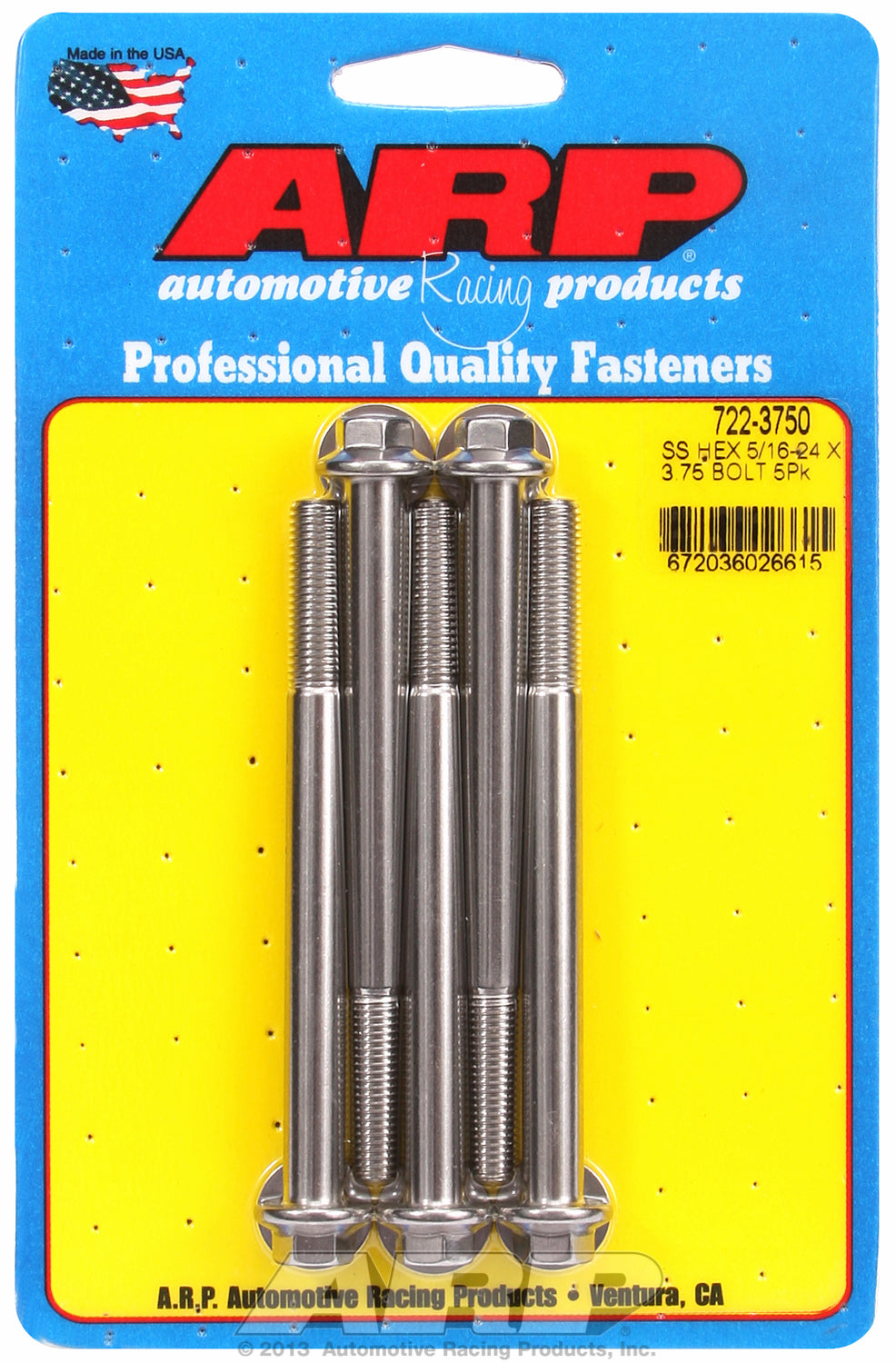 5/16-24 x 3.750 hex SS bolts
