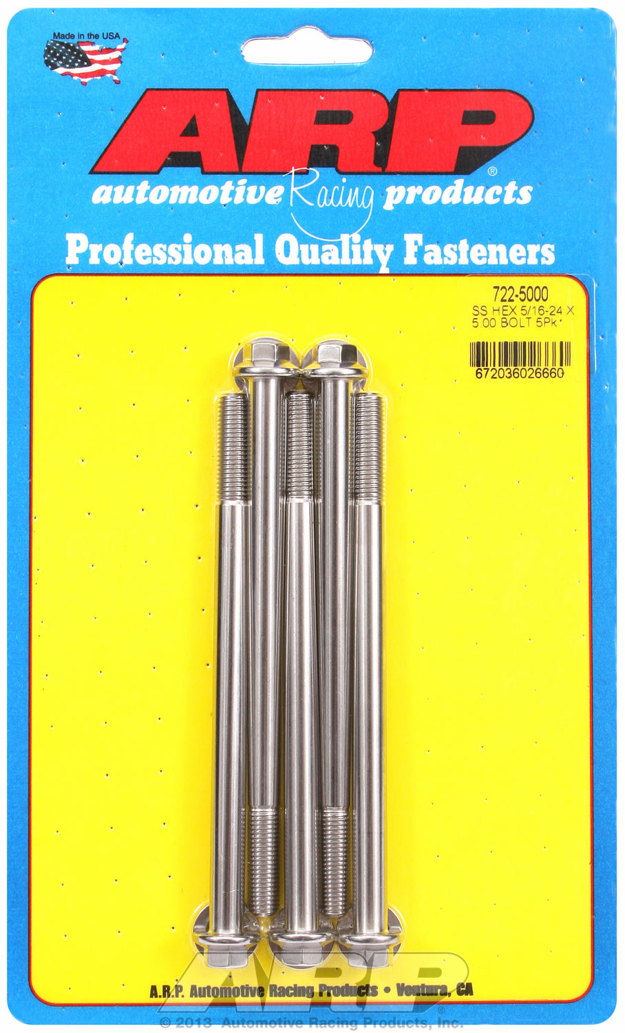 5/16-24 x 5.000 hex SS bolts