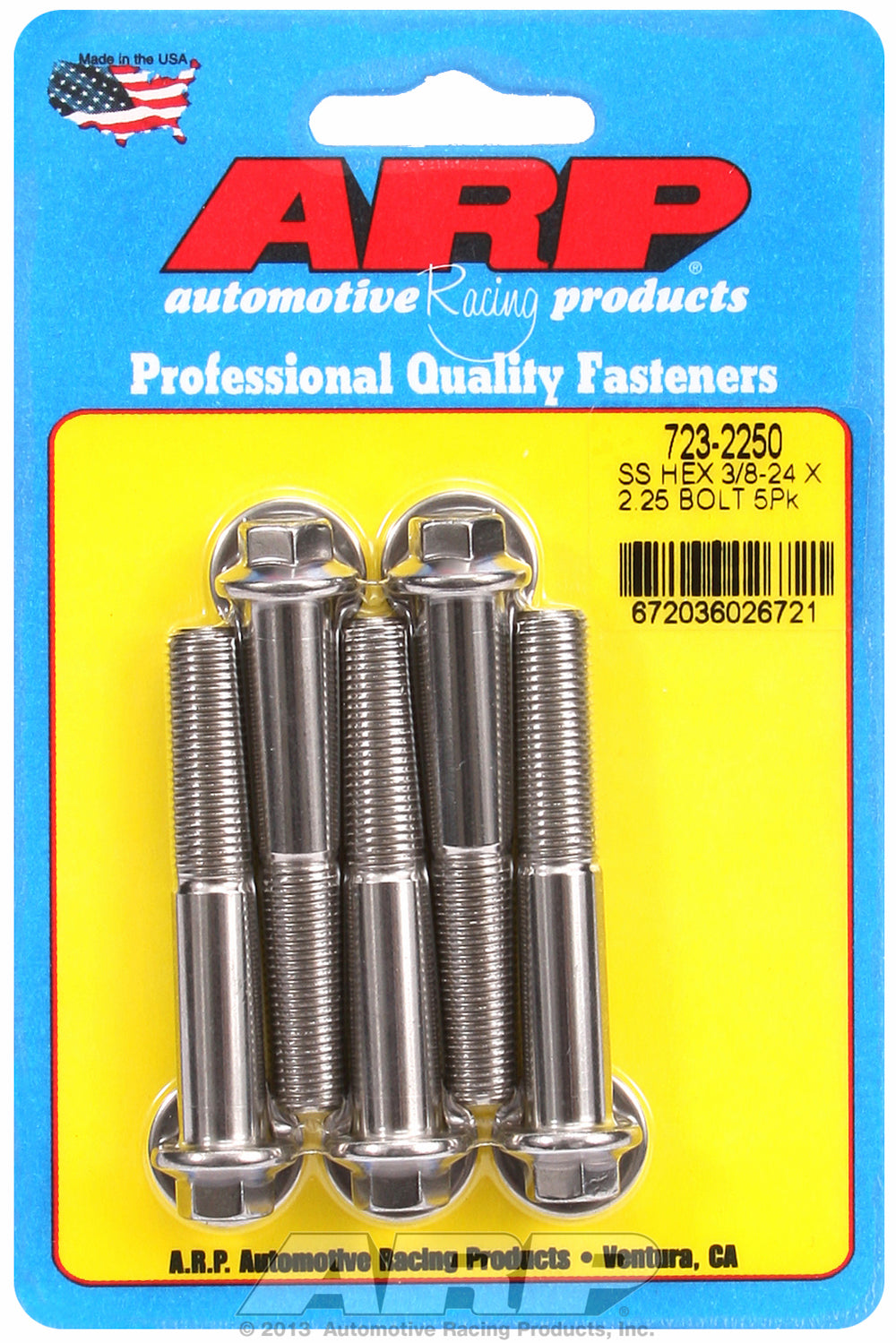 3/8-24 x 2.250 hex SS bolts