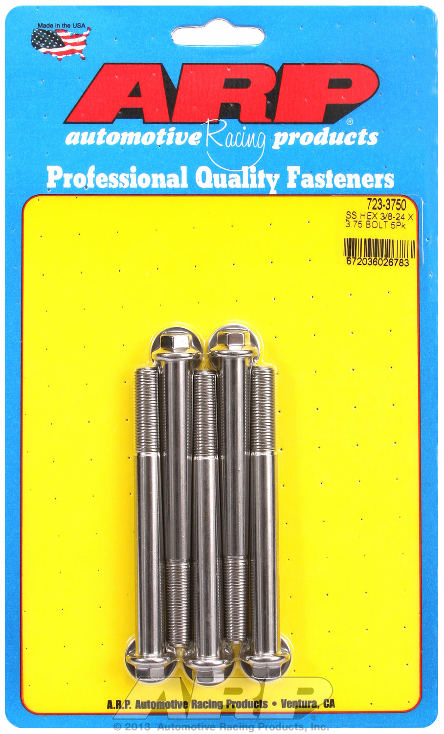 3/8-24 x 3.750 hex SS bolts