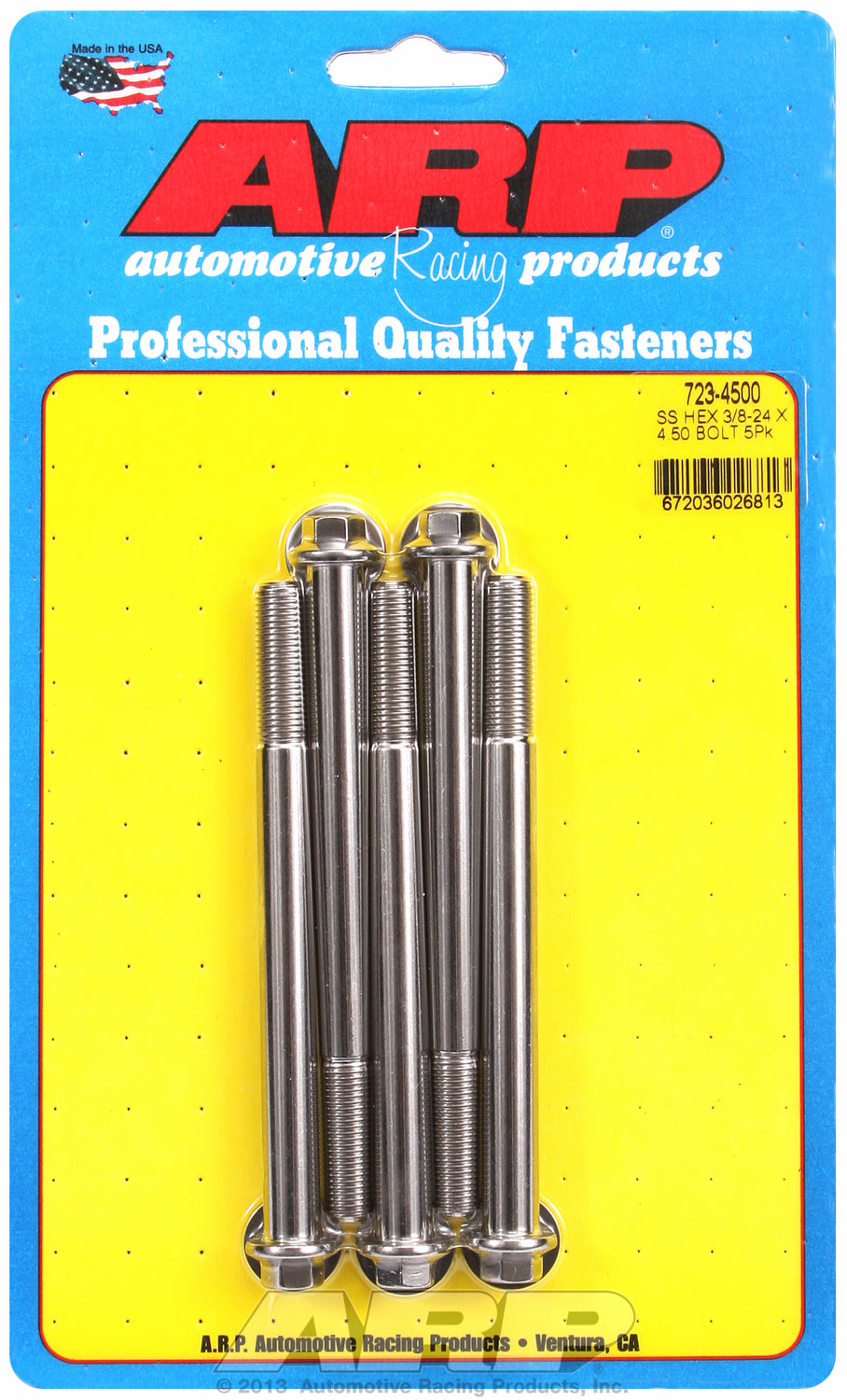 3/8-24 x 4.500 hex SS bolts