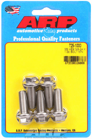 3/8-24 x 1.000 hex 7/16 wrenching SS bolts